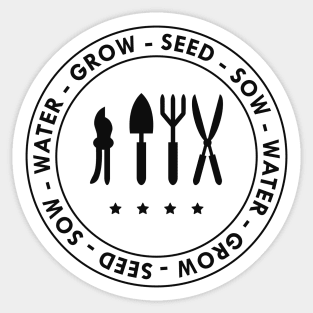 Gardener - Seed Sow Water Grow Sticker